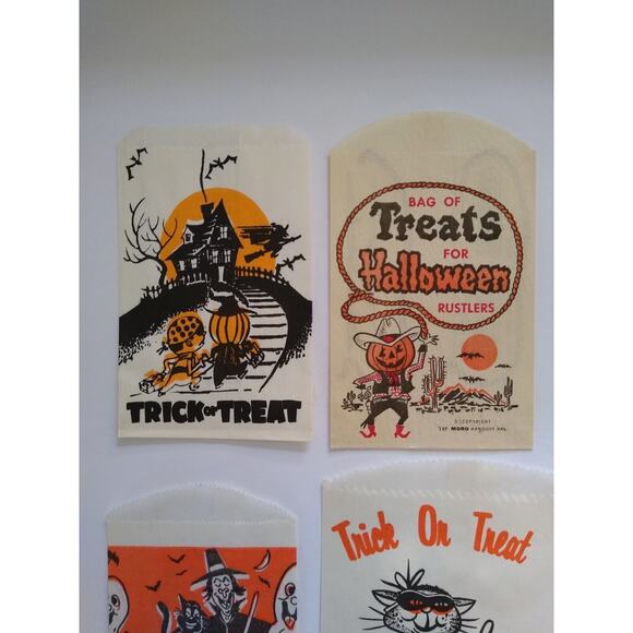 Halloween Candy Treat Bags Witch Black Cats Ghosts Pumpkinhead Cowboy Spooks - Picture 2 of 4
